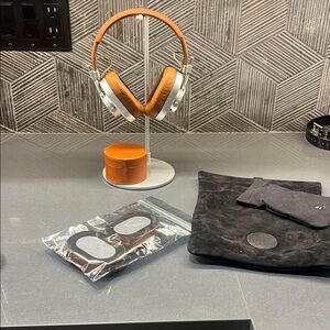 Elegant Silver and Brown Over-Ear Headphones